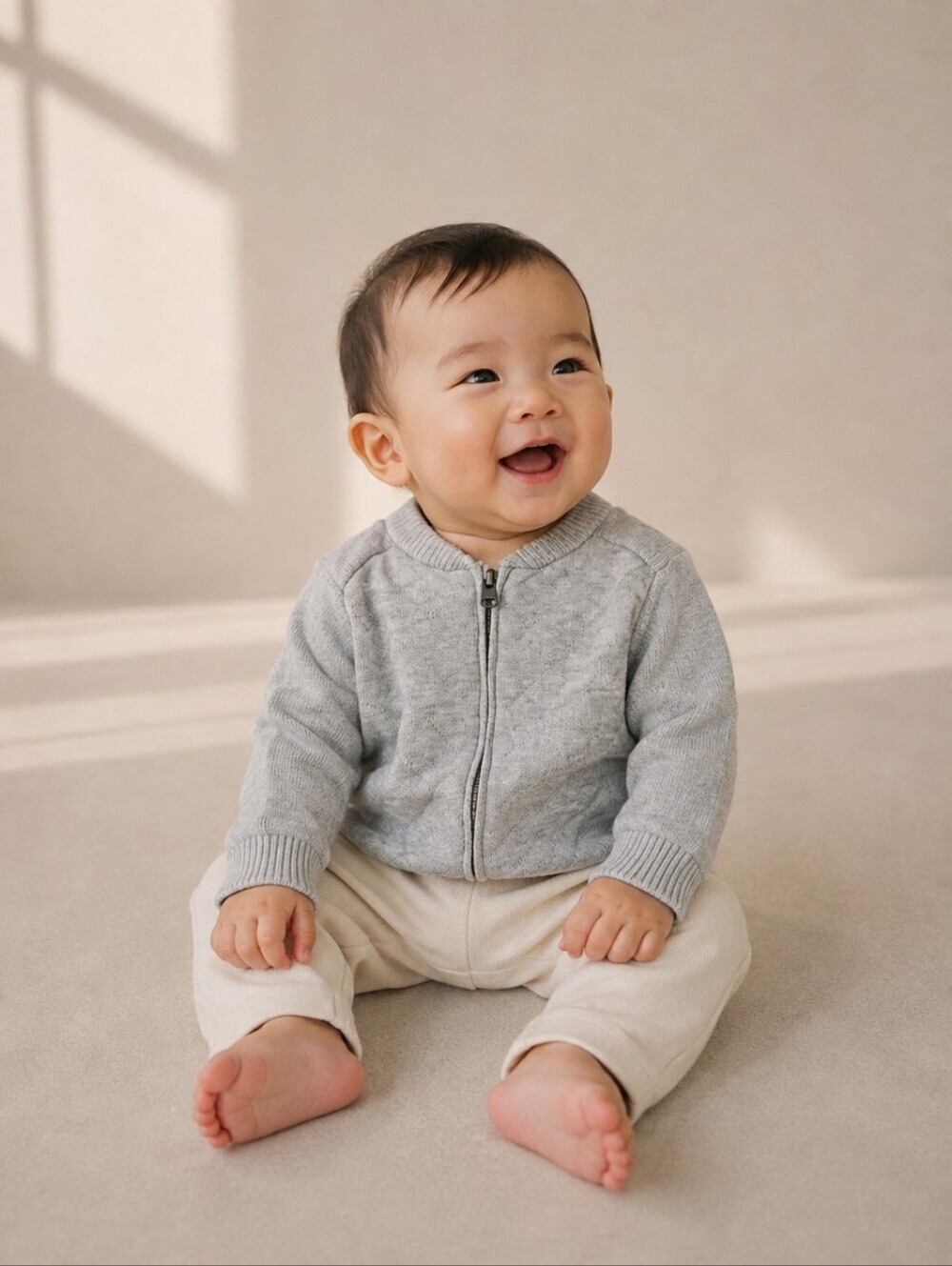 Zara Baby Boy Quilted Knit Bomber Cardigan Jacket Gray 3-6 Months Zip